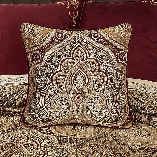 Five Queens Court Bordeaux Square Throw Pillow