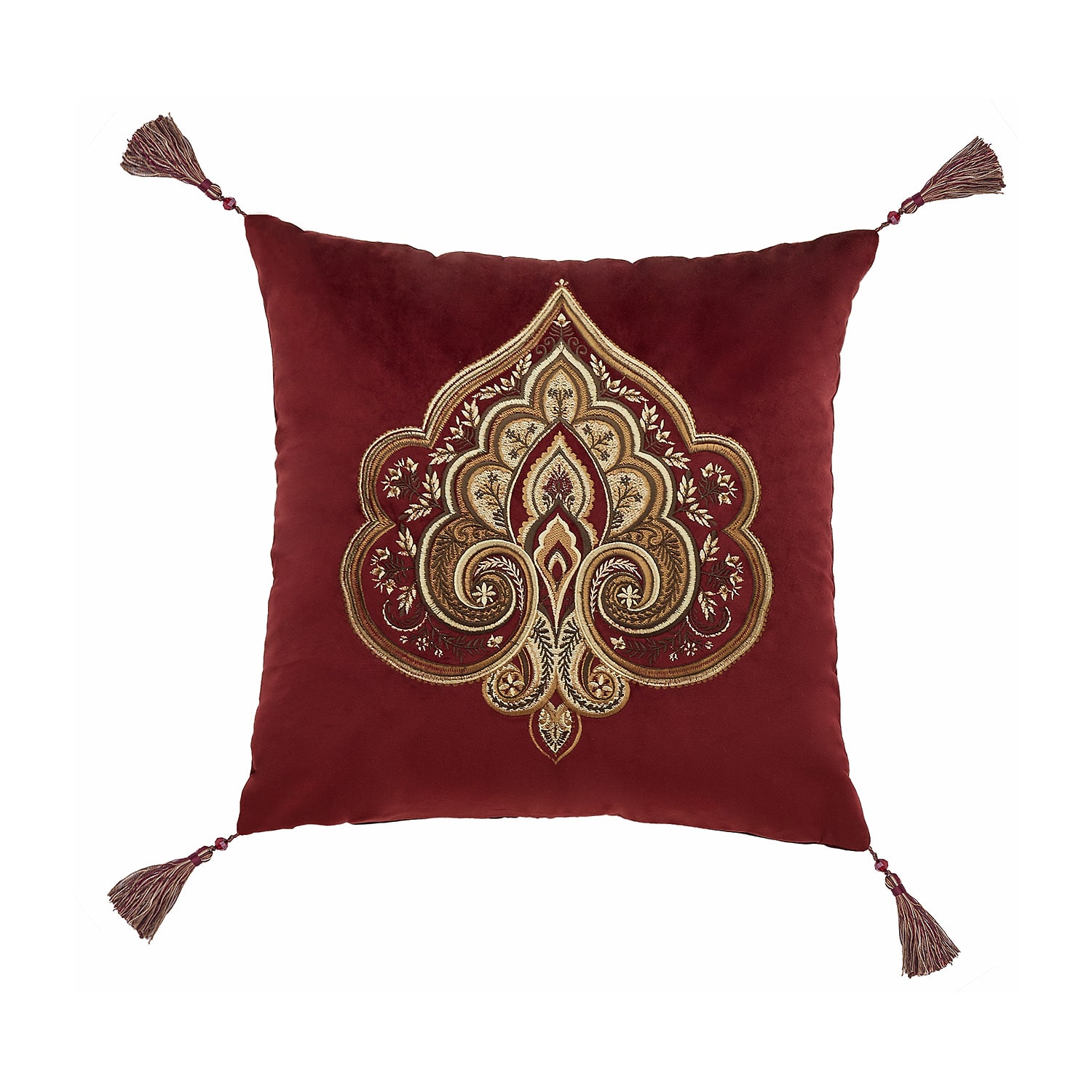 Five Queens Court Bordeaux Square Throw Pillow