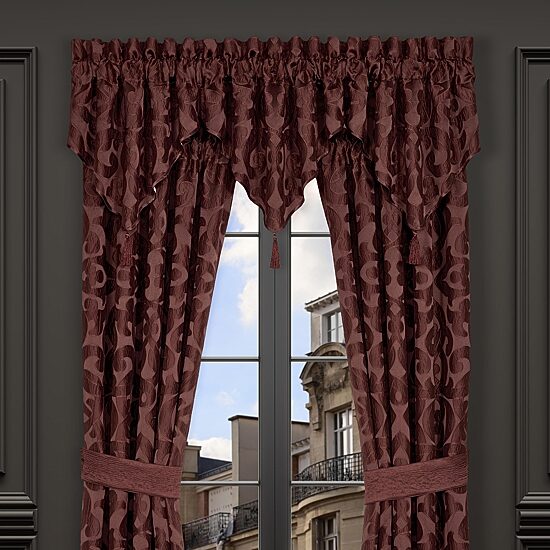 Queen Street Le Grande Maroon Rod Pocket Ascot Valance