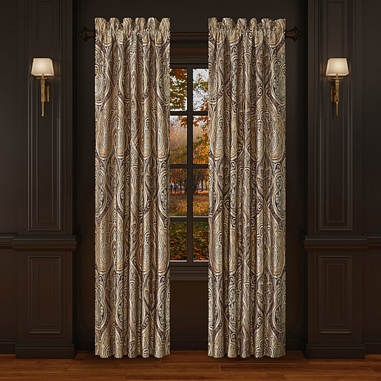 Five Queens Court Bordeaux Rod Pocket Energy Saving Light-Filtering Set of 2 Curtain Panel
