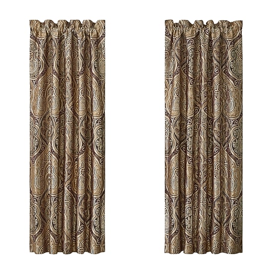Five Queens Court Bordeaux Rod Pocket Energy Saving Light-Filtering Set of 2 Curtain Panel