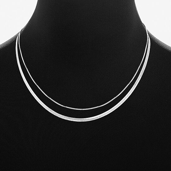 Womens Pure Silver Over Brass 2-pc. Necklace Set
