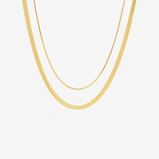 Womens 18K Gold Over Brass 2-pc. Necklace Set