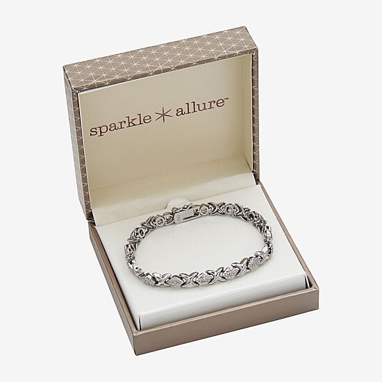 Sparkle Allure Womens Natural Diamond Accent Pure Silver Over Bronze 7.25 Inch Tennis Bracelet