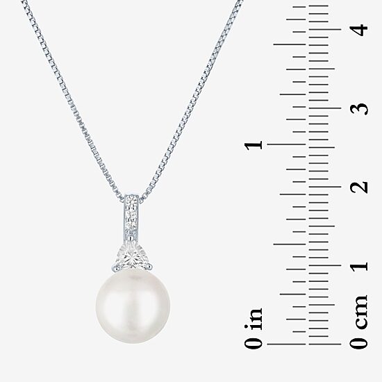 Womens White Cultured Freshwater Pearl Sterling Silver Round 18 Inch Pendant Necklace