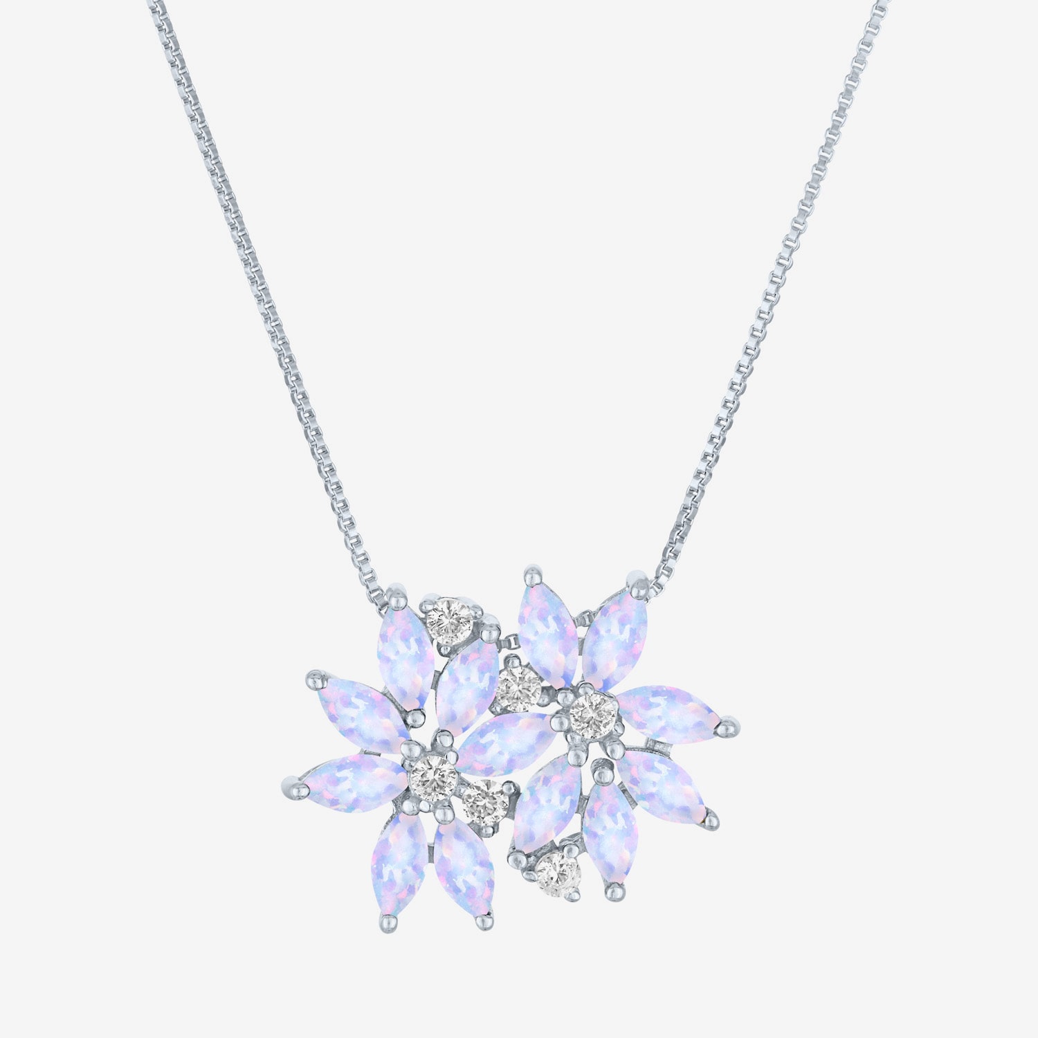 Womens Gemstone Sterling Silver Flower Pendant Necklace