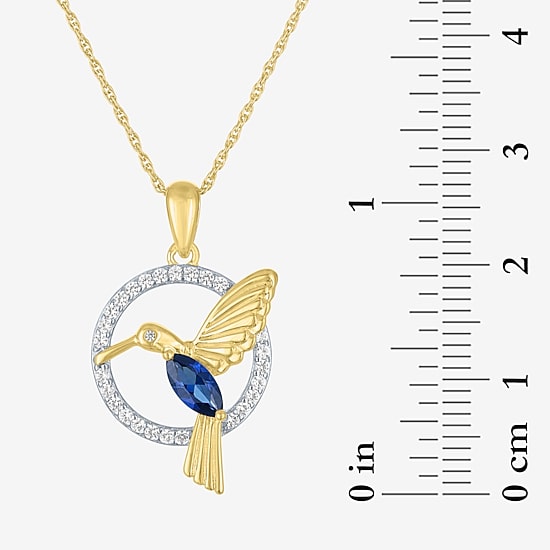 Womens Lab Created Blue Sapphire 14K Gold Over Silver Sterling Silver 16 Inch Pendant Necklace