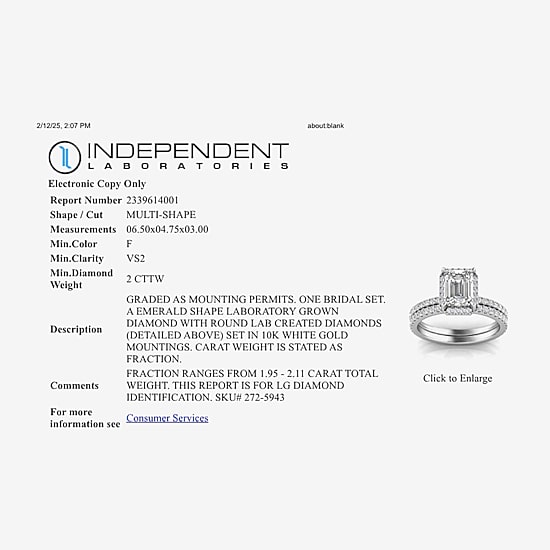 Signature By Modern Bride Womens 2 CT. T.W. Lab Grown White Diamond 10K or 14K Gold Side Stone Bridal Set