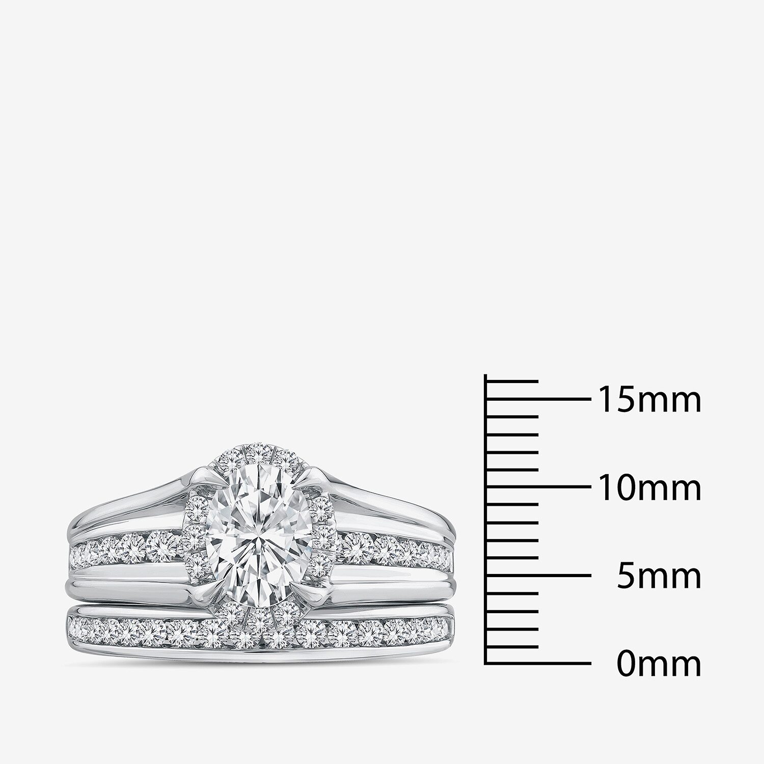 (G / Si1-Si2) Womens 1 1/2 CT. T.W. Lab Grown White Diamond 10K Gold Oval Side Stone Halo Bridal Set