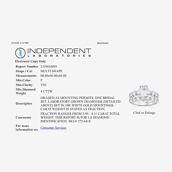Signature By Modern Bride (G / Si1-Si2) Womens 4 CT. T.W. Lab Grown White Diamond 10K Gold Oval Side Stone Bridal Set