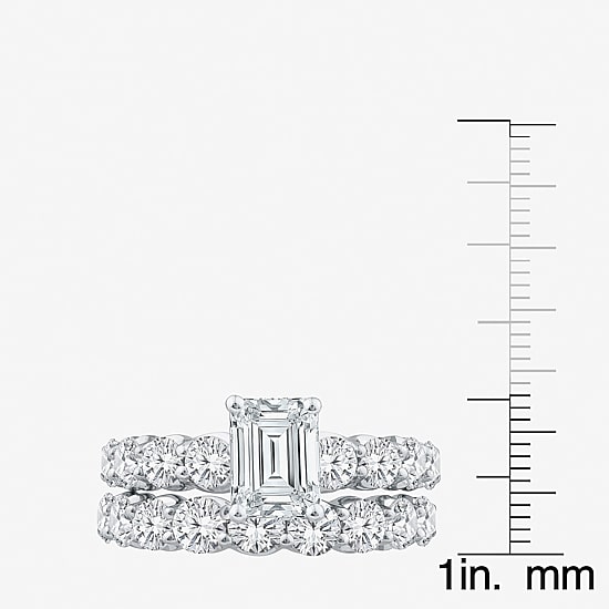 Signature By Modern Bride (G / Si1-Si2) Womens 4 CT. T.W. Lab Grown White Diamond 10K Gold Side Stone Bridal Set