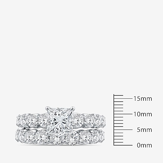 Signature By Modern Bride (G / Si1-Si2) Womens 4 CT. T.W. Lab Grown White Diamond 10K Gold Side Stone Bridal Set