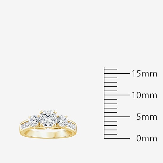 Love Lives Forever (G / Si1-Si2) Womens 2 CT. T.W. Lab Grown White Diamond 10K Gold Round Side Stone 3-Stone Engagement Ring