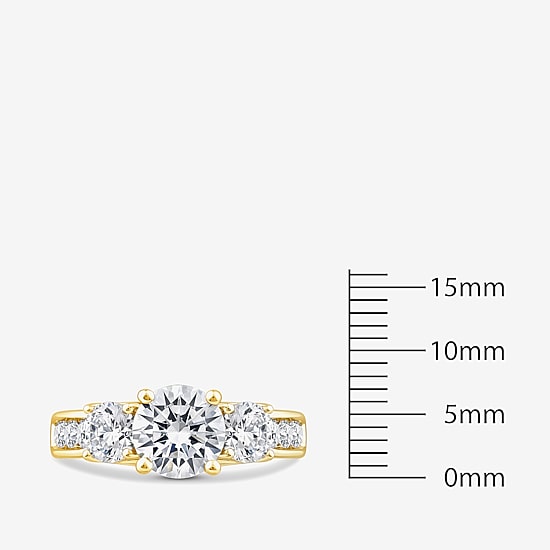 Love Lives Forever (G / Si1-Si2) Womens 3 CT. T.W. Lab Grown White Diamond 10K Gold Round Side Stone 3-Stone Engagement Ring