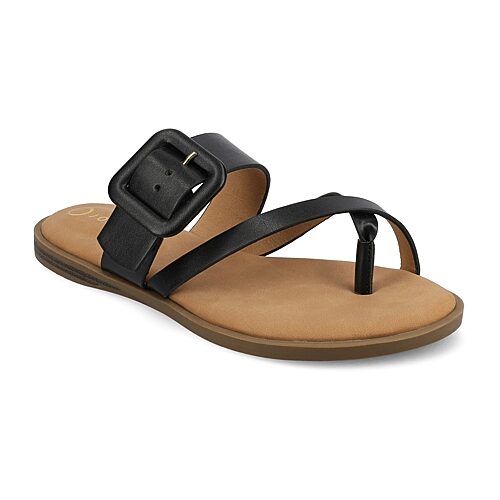 Journee Women's Layra Multi-Strap Flat Sandals - Black - Size 9