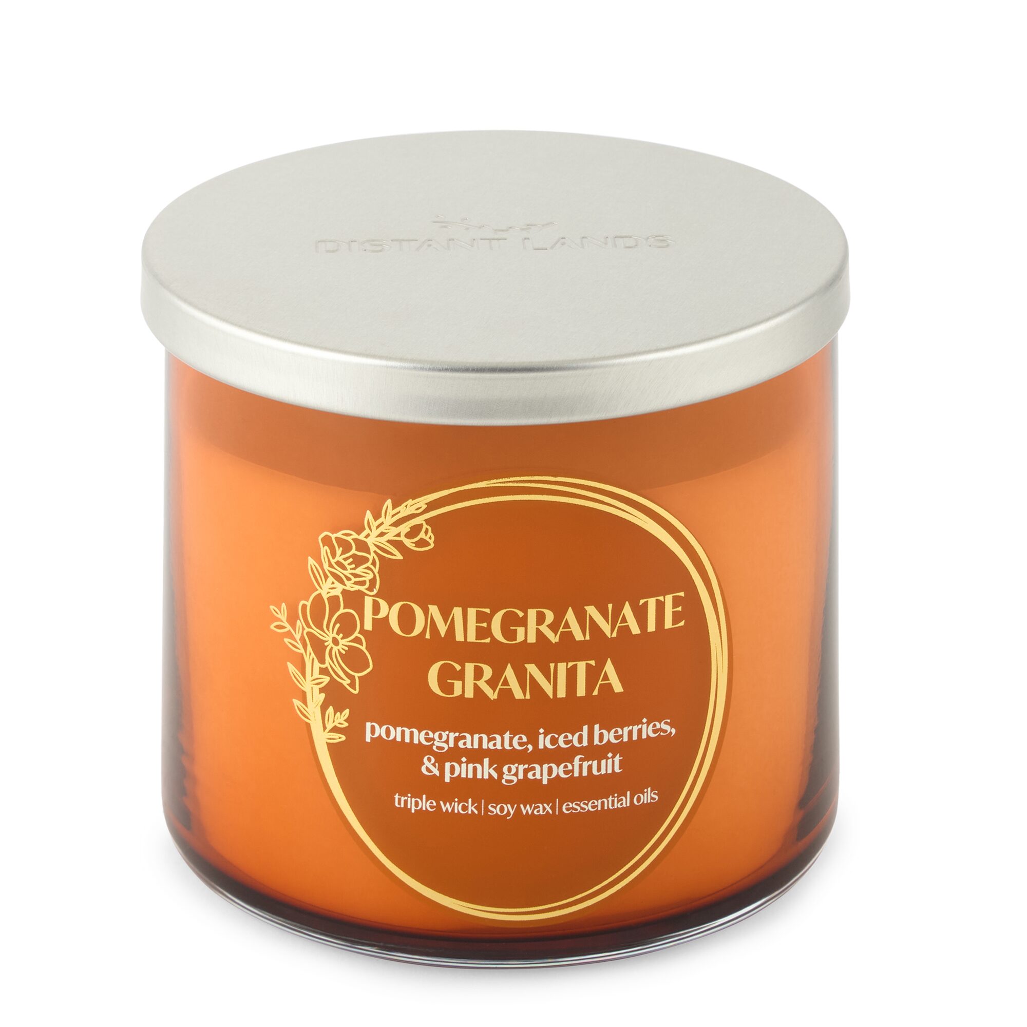 Distant Lands 14oz Pomegranate Granita Solid 3-Wick Scented Jar Candle