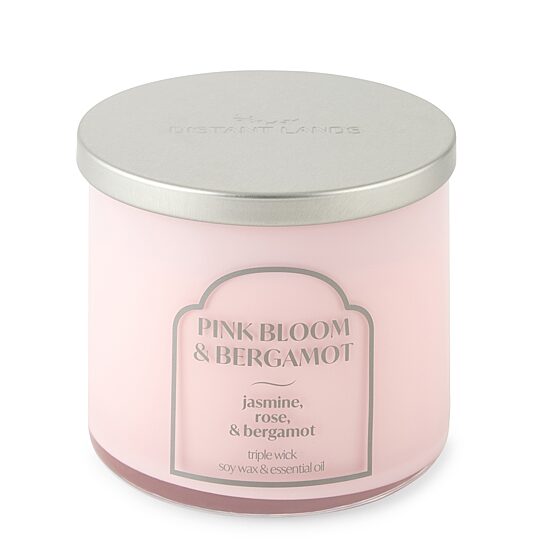 Distant Lands 14oz Pink Bloom & Bergamot 3-Wick Scented Jar Candle
