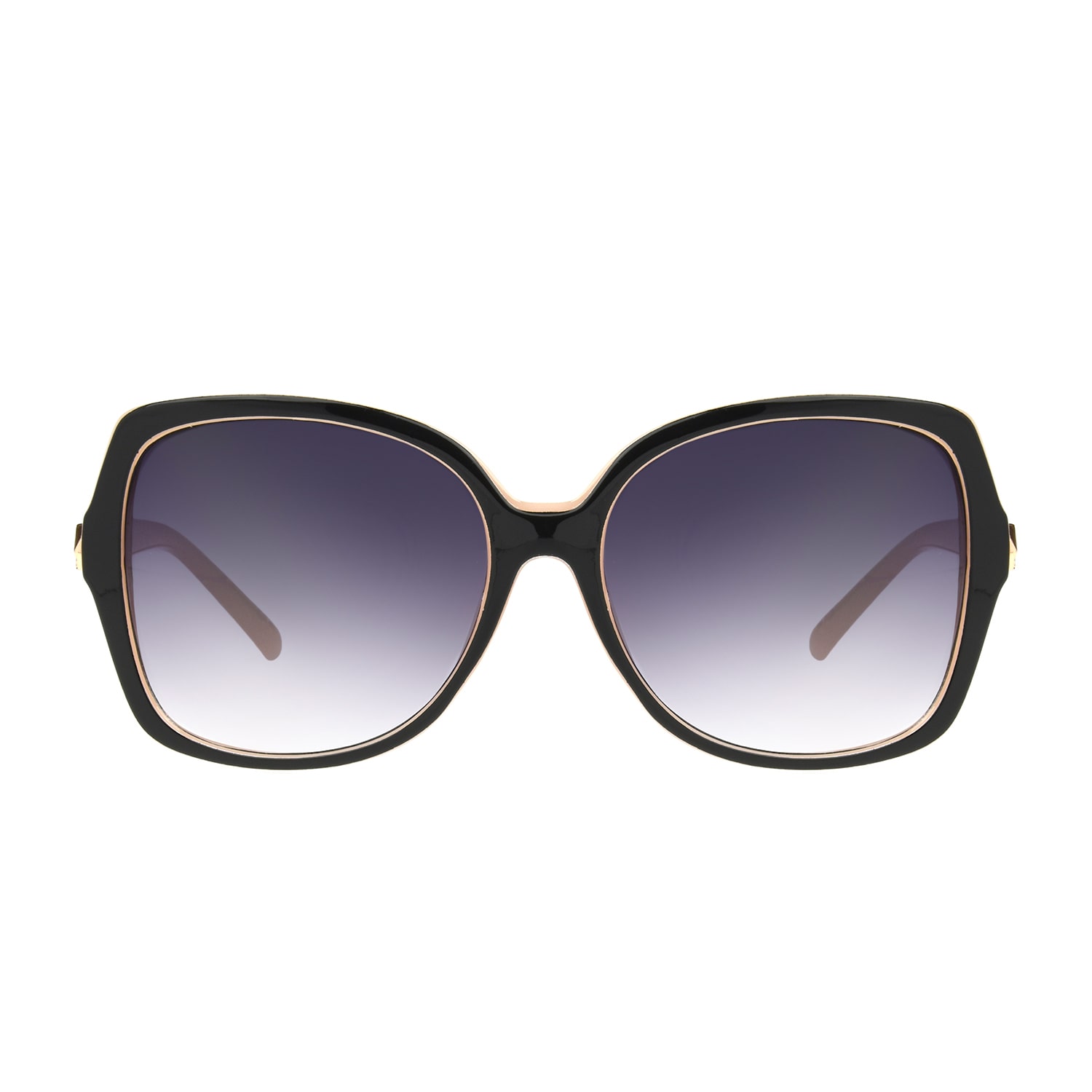 Mixit Large Black With Metal Temple Womens UV PROTECTION Square Sunglasses