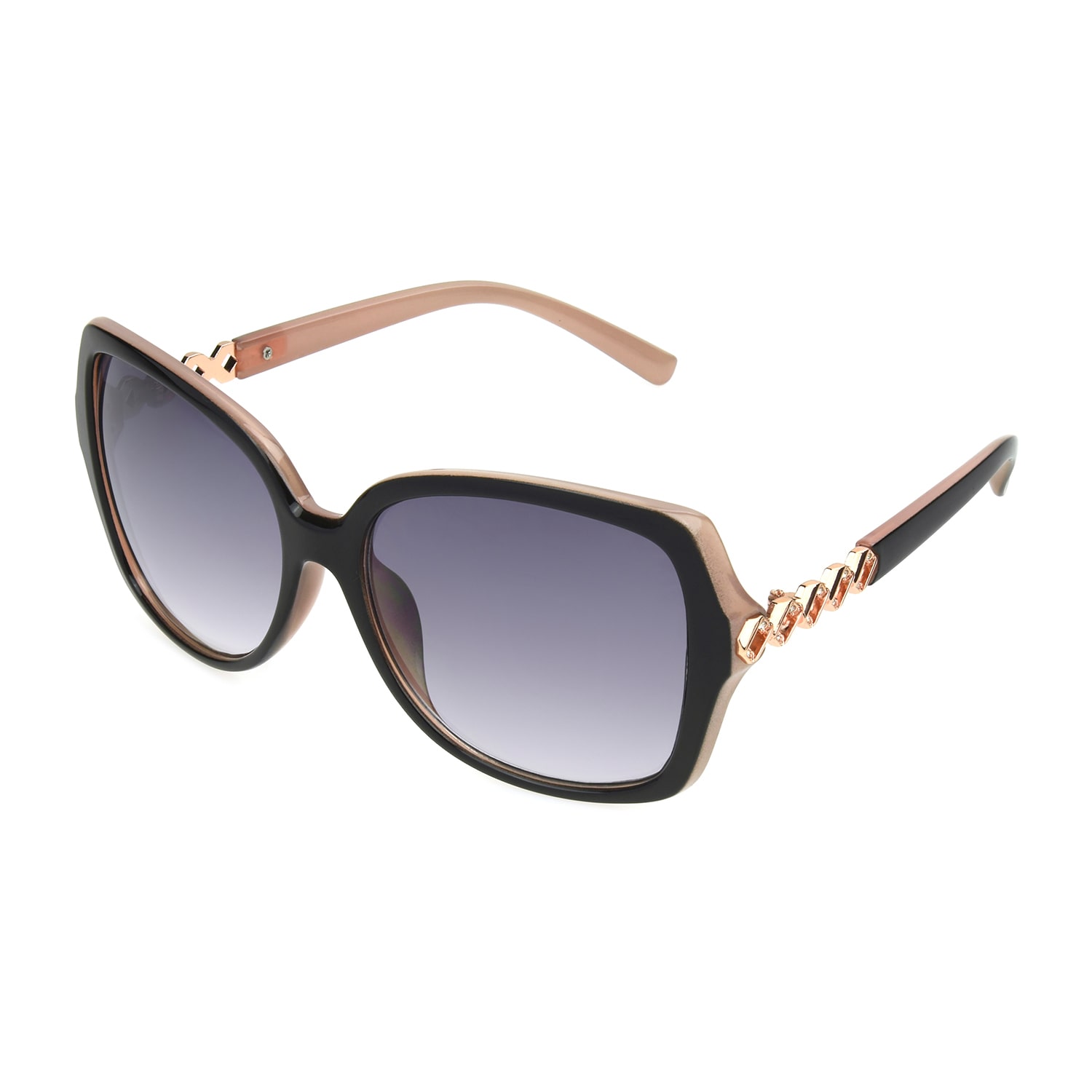 Mixit Large Black With Metal Temple Womens UV PROTECTION Square Sunglasses