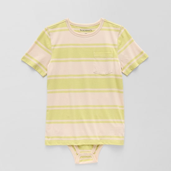 Thereabouts Little & Big Kid Boys Bodysuit Closure Easy-on + Easy-off Adaptive Crew Neck Short Sleeve Bodysuit