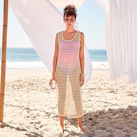 Mynah Womens Crochet Dress Swimsuit Cover-Up