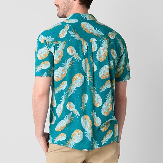 St. John's Bay Button-Down Mens Short Sleeve Breathable Camp Shirt