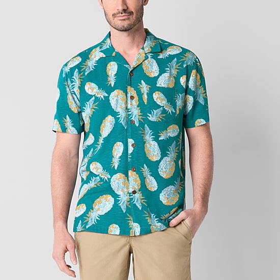 St. John's Bay Button-Down Mens Short Sleeve Breathable Camp Shirt