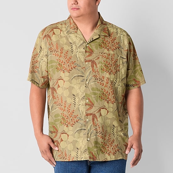 mutual weave Mens Easy-on + Easy-off Short Sleeve Classic Fit Big and Tall Button-Down Shirt