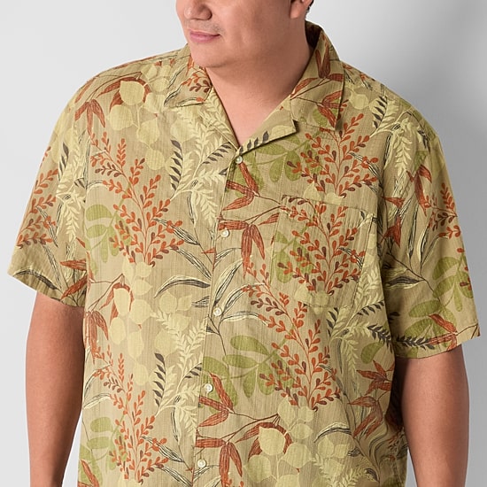 mutual weave Mens Easy-on + Easy-off Short Sleeve Classic Fit Big and Tall Button-Down Shirt