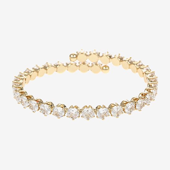 Sparkle Allure Coil Womens Cubic Zirconia 14K Gold Over Brass Round Tennis Bracelet