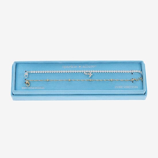 Sparkle Allure Tennis & Chain Womens 2-pc. Cubic Zirconia 14K Gold Over Brass Bracelet Set