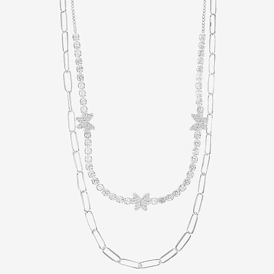 Sparkle Allure Womens Cubic Zirconia Pure Silver Over Brass 18 Inch Tennis Necklace