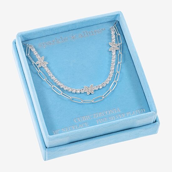 Sparkle Allure Womens Cubic Zirconia Pure Silver Over Brass 18 Inch Tennis Necklace