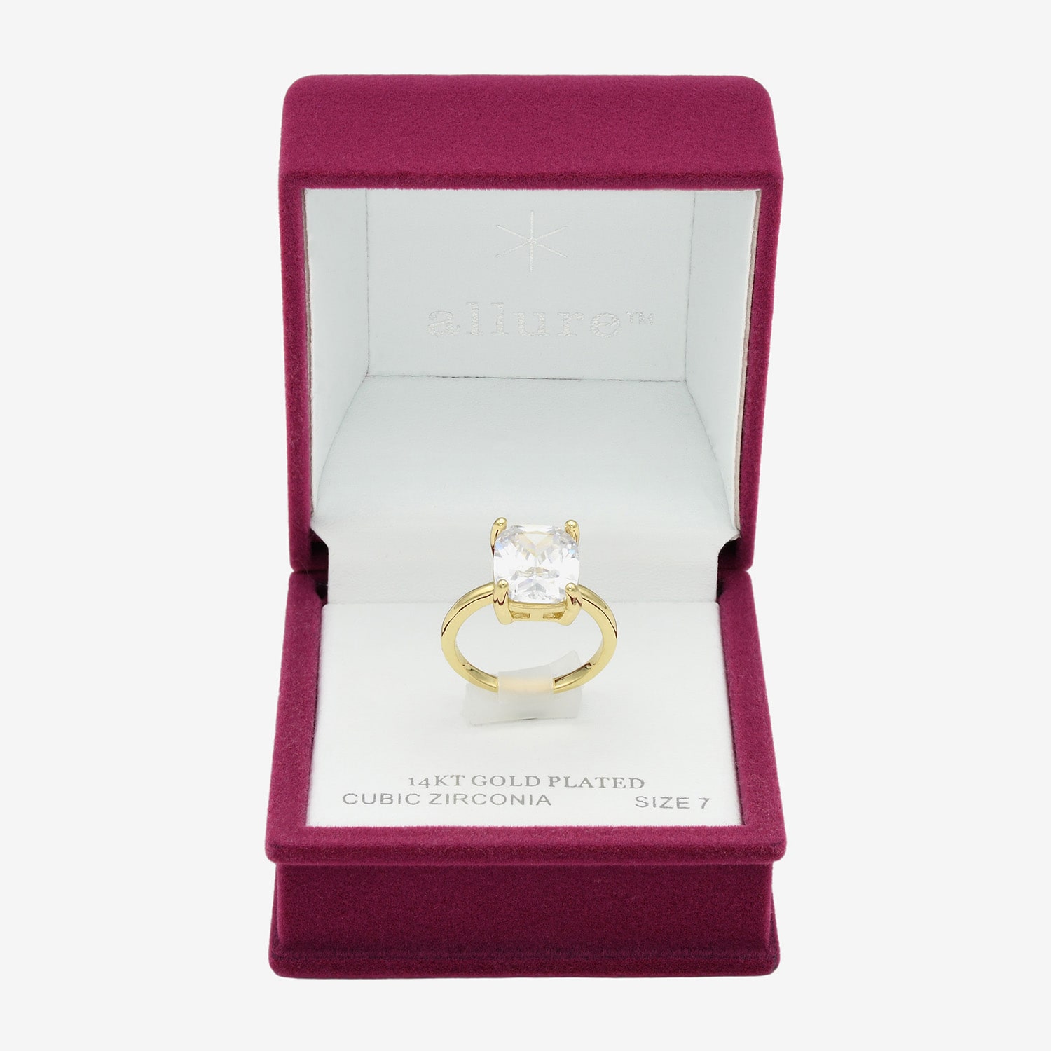 Sparkle Allure Womens Cubic Zirconia 14K Gold Over Brass Cushion Engagement Ring