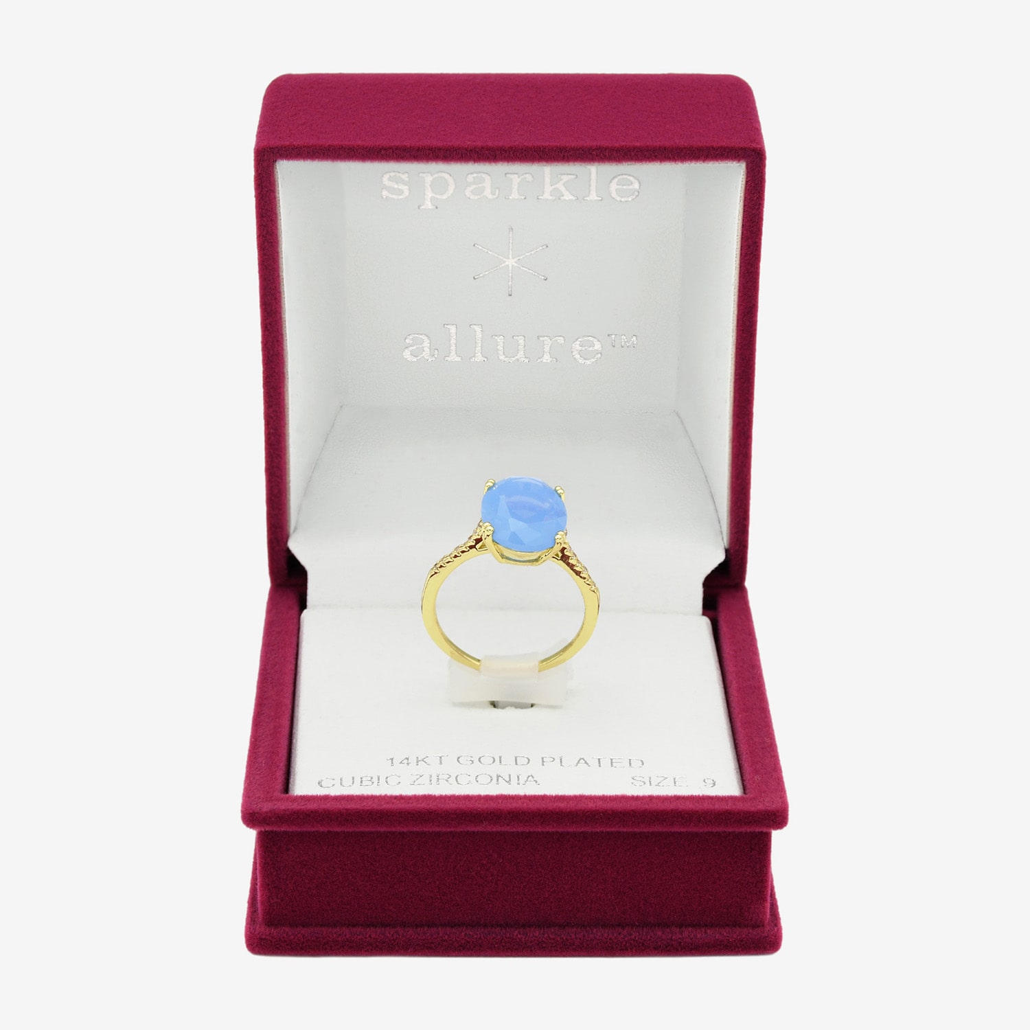 Sparkle Allure Womens Blue Cubic Zirconia 14K Gold Over Brass Oval Cocktail Ring