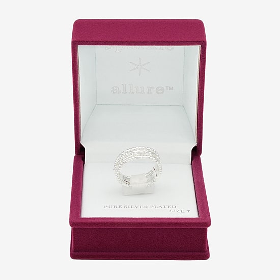 Sparkle Allure Faux Stack Link Womens 7.5MM Pure Silver Over Brass Band