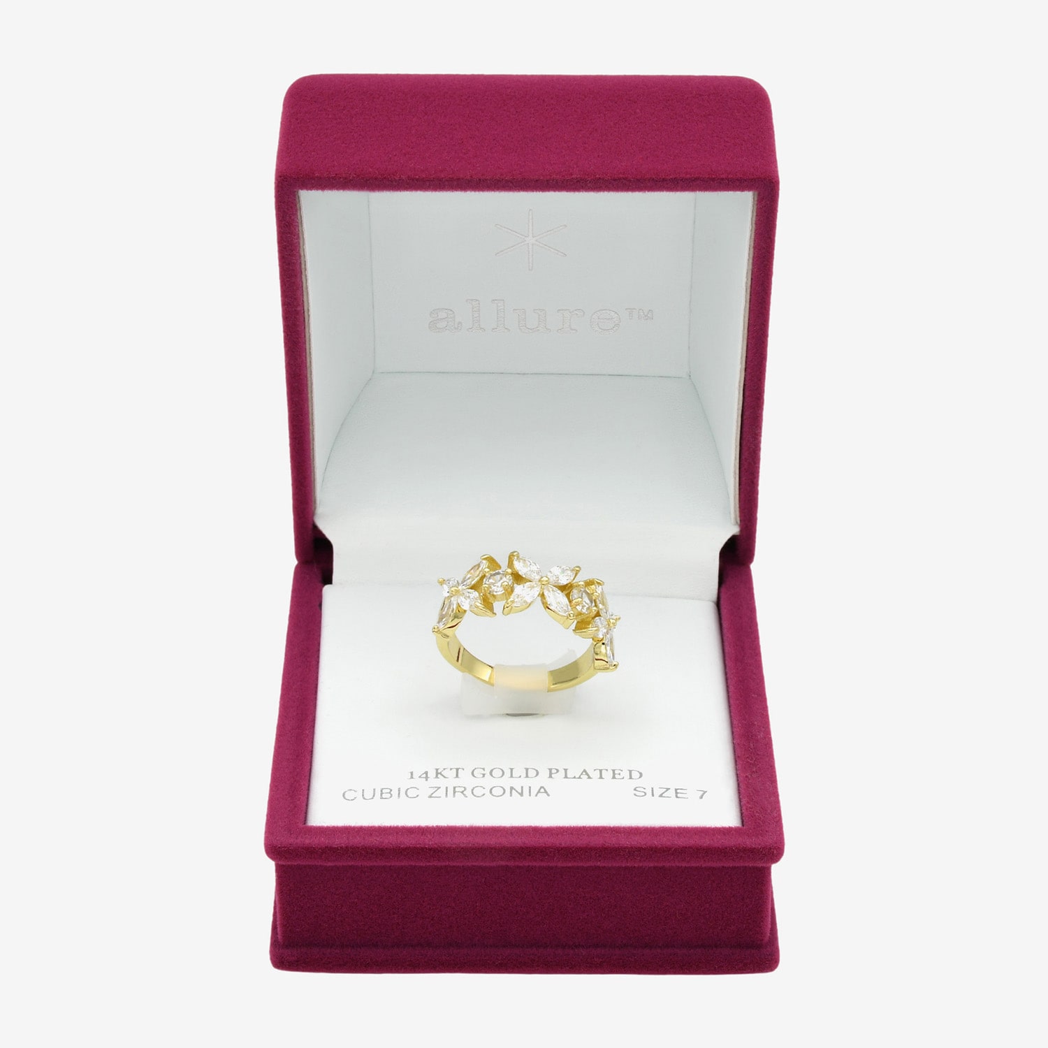 Sparkle Allure Floral Womens 3MM Cubic Zirconia 14K Gold Over Brass Flower Band