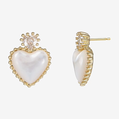Sparkle Allure Cubic Zirconia 14K Gold Over Brass 11mm Heart Stud Earrings, One Size, Yellow