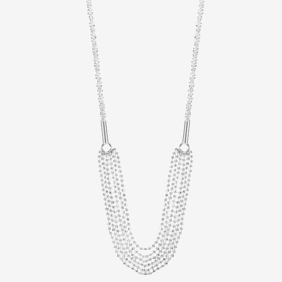 Sparkle Allure Multi Womens Pure Silver Over Brass 16 Inch Strand Necklace