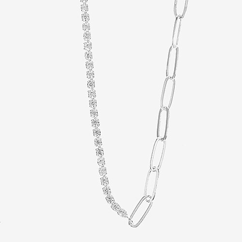 Sparkle Allure Womens Pure Silver Over Brass 16 Inch Paperclip Chain Necklace, One Size, Silver