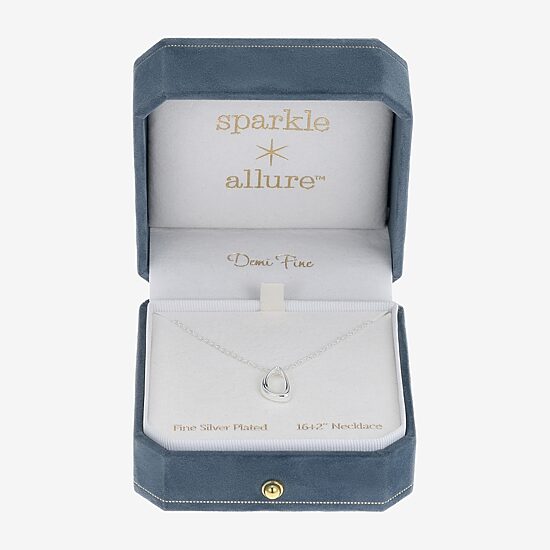 Sparkle Allure Oblong Womens Pure Silver Over Brass Oval 16 Inch Pendant Necklace