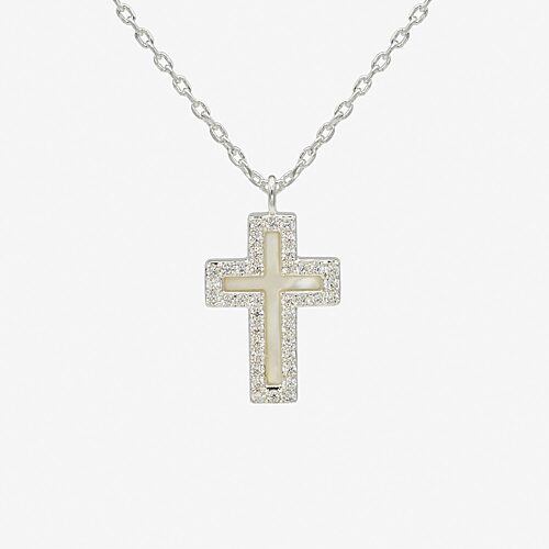 Sparkle Allure Womens Cubic Zirconia Pure Silver Over Brass Cross 16 Inch Pendant Necklace, One Size, Silver