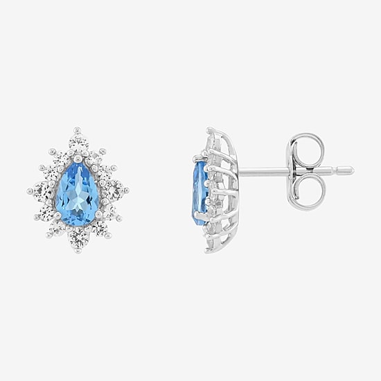 Limited Quantities! Genuine Blue Topaz Sterling Silver 11.3mm Stud Earrings
