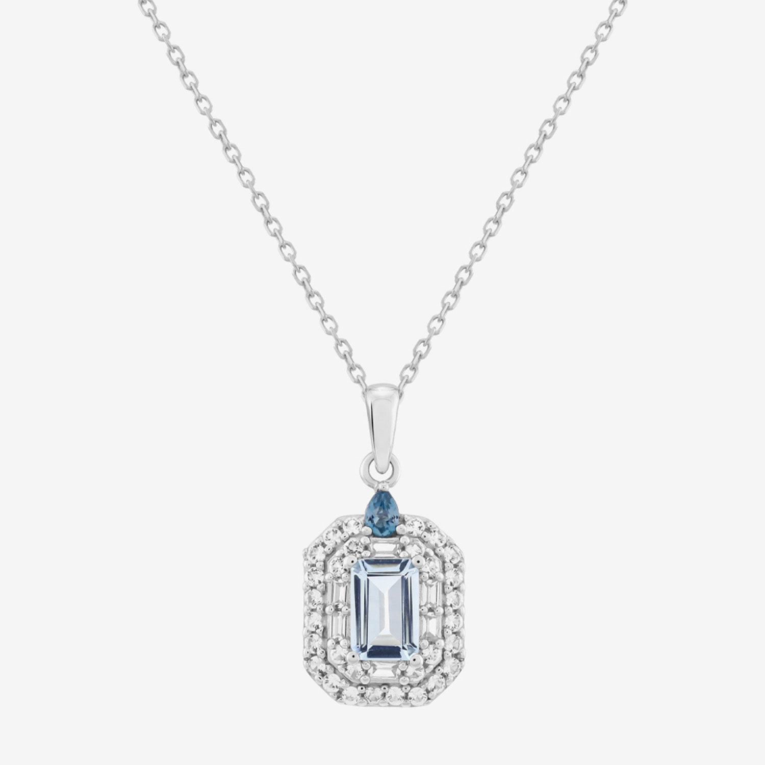 Limited Quantities! Womens Genuine Blue Aquamarine Sterling Silver 18 Inch Pendant Necklace
