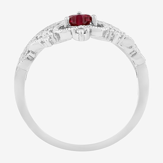 Limited Quantities! Womens Lab Created Red Ruby Sterling Silver Heart Cocktail Ring