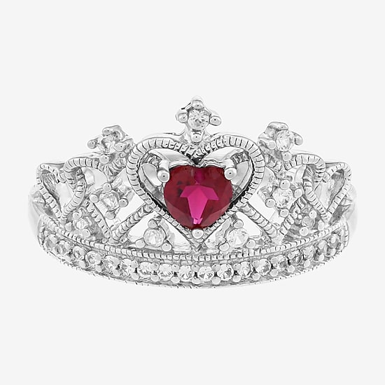 Limited Quantities! Womens Lab Created Red Ruby Sterling Silver Heart Cocktail Ring
