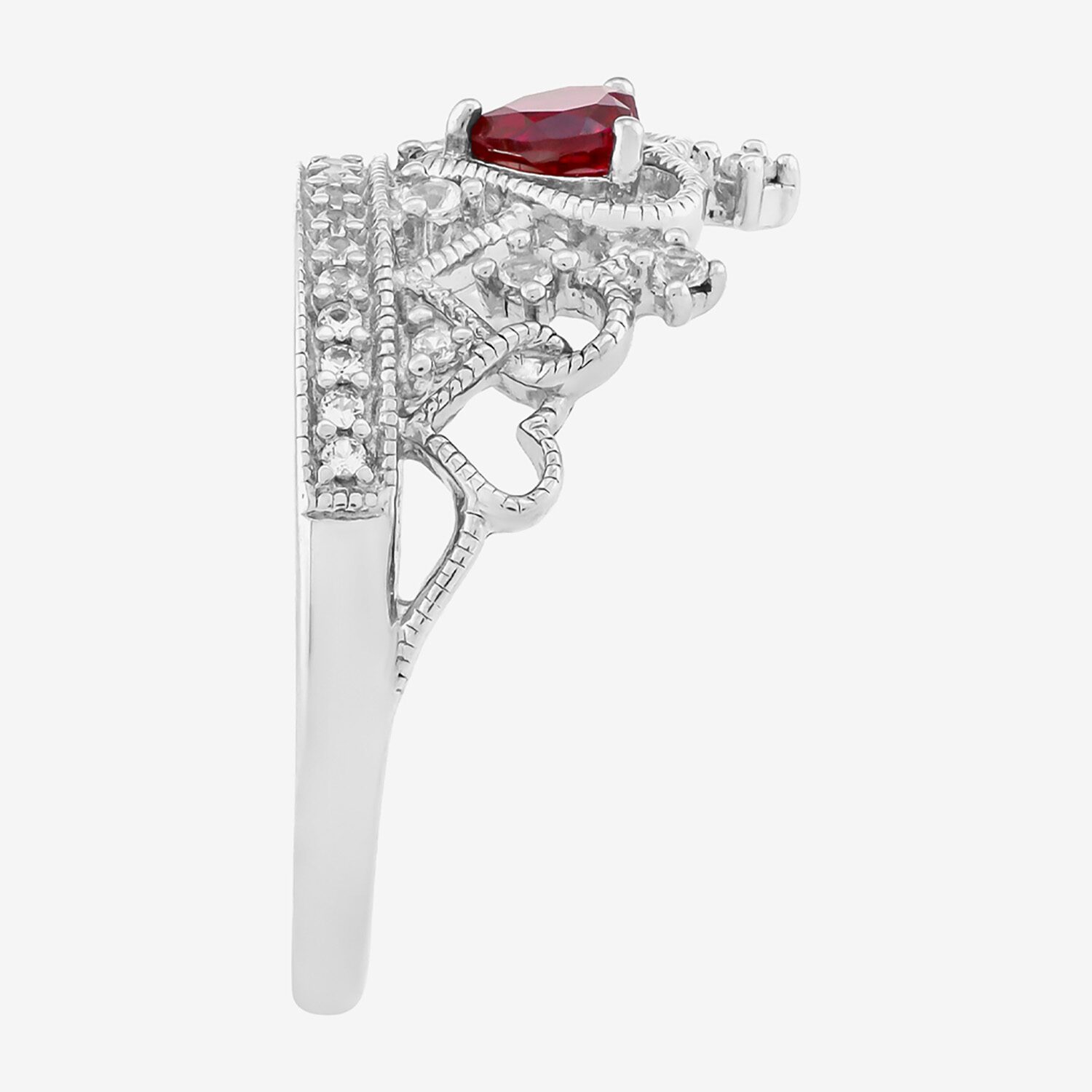 Limited Quantities! Womens Lab Created Red Ruby Sterling Silver Heart Cocktail Ring