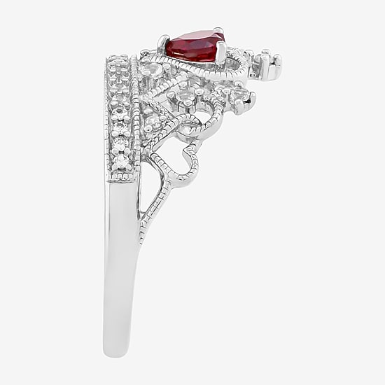 Limited Quantities! Womens Lab Created Red Ruby Sterling Silver Heart Cocktail Ring