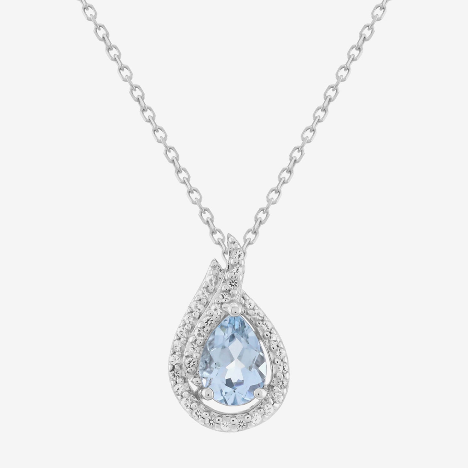Limited Quantities! Womens Genuine Blue Aquamarine Sterling Silver Pear 18 Inch Pendant Necklace