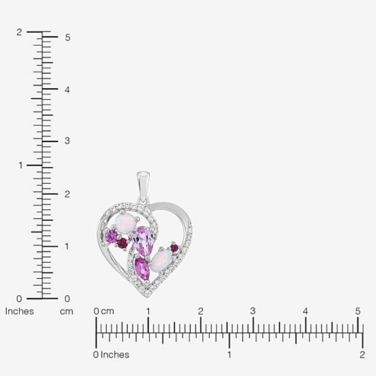 Limited Quantities! Womens Lab Created White Opal Sterling Silver Heart 18 Inch Pendant Necklace
